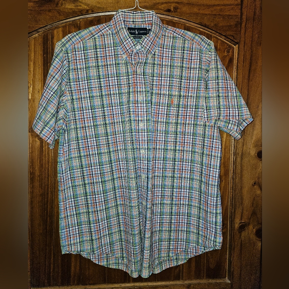 Men's Ralph Lauren S/S plaid Shirt Large  Like New